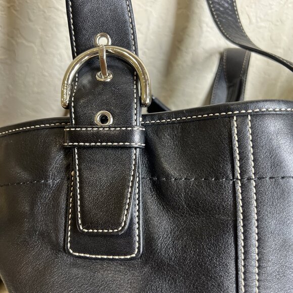 Vintage Coach Black Leather Soho Handbag Shoulder Purse M05D-9544 - Picture 5 of 12